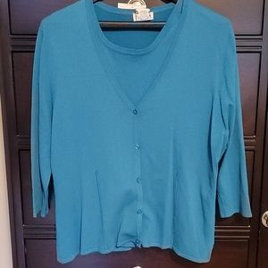 2 pc Teal Cardigan and Tank Top Set XL